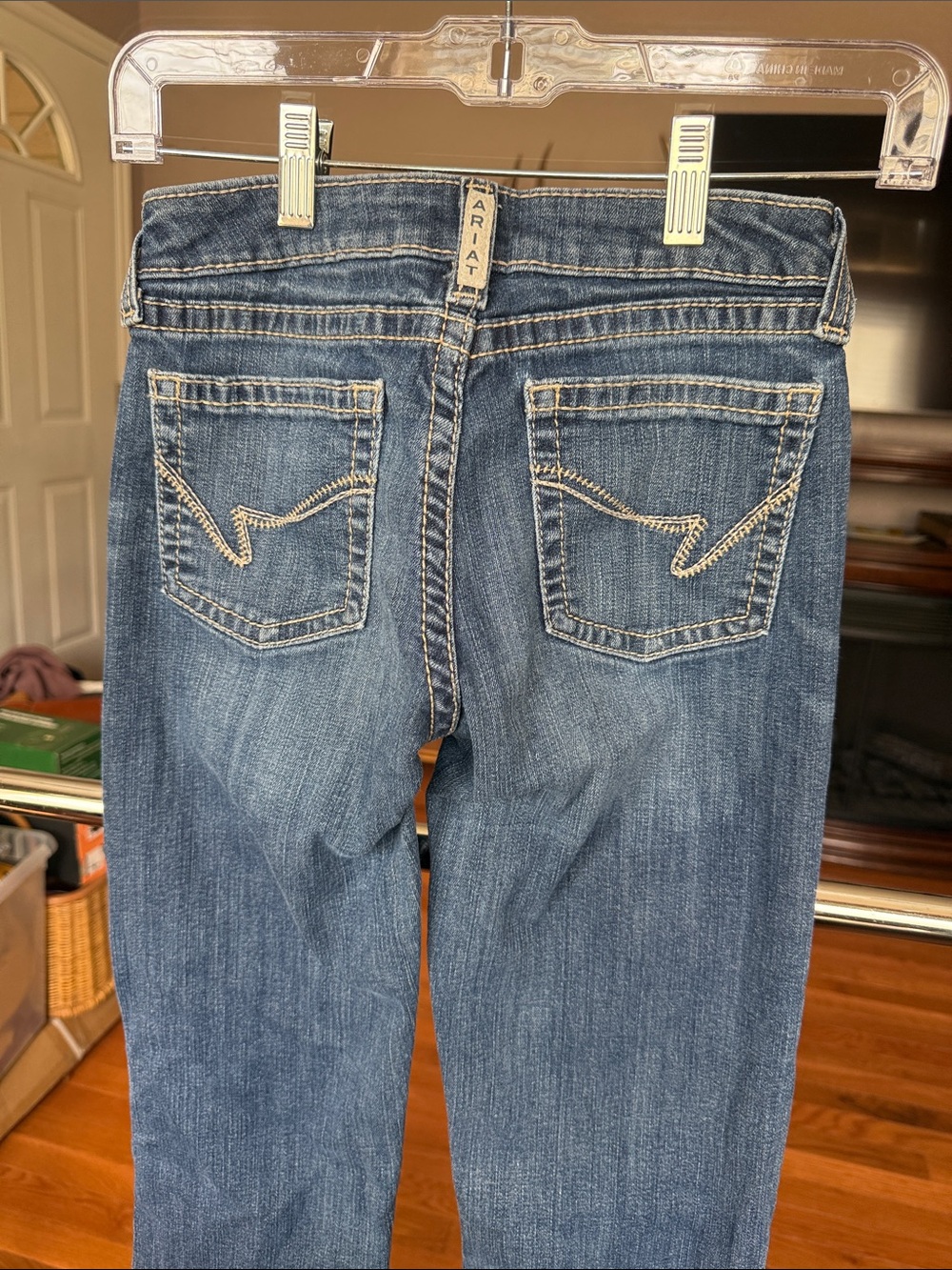Ariat Young Ladies Dark Blue Denim Jeans with Contrast Stitching